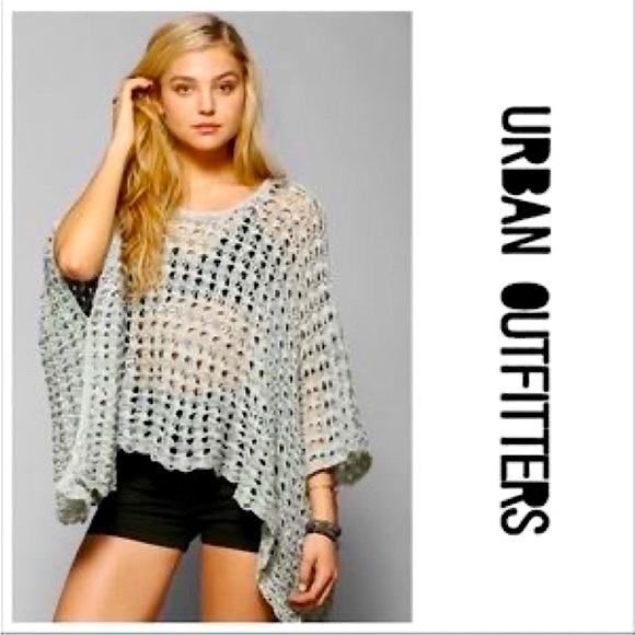 Urban Outfitters Staring At Stars Light Teal Blue Open Knit Poncho - Picture 1 of 9